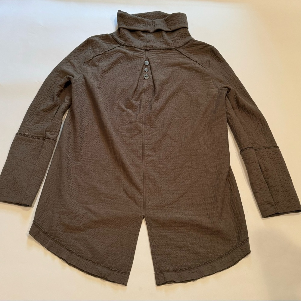 Neon Buddha Cowl Neck Long Sleeve Tunic Pullover Top SMALL Gray